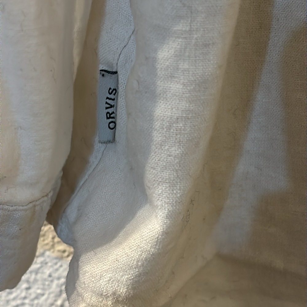 Orvis Linen Blend White Button Down Size Xxl - image 7